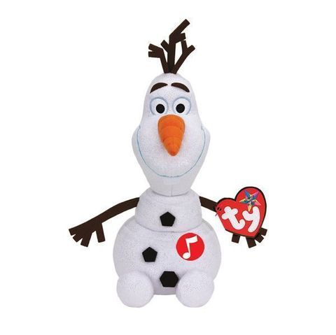 Кукла Beanie Babie toys Игрушка снеговик Олаф, плюшевый 25 см, звук