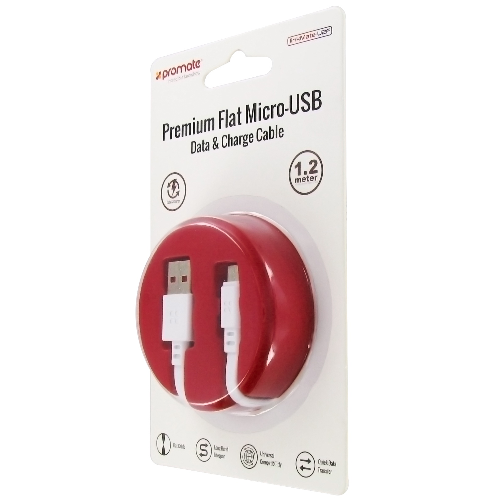 фото USB кабель micro Promate linkMate-U2F (1.2m), white