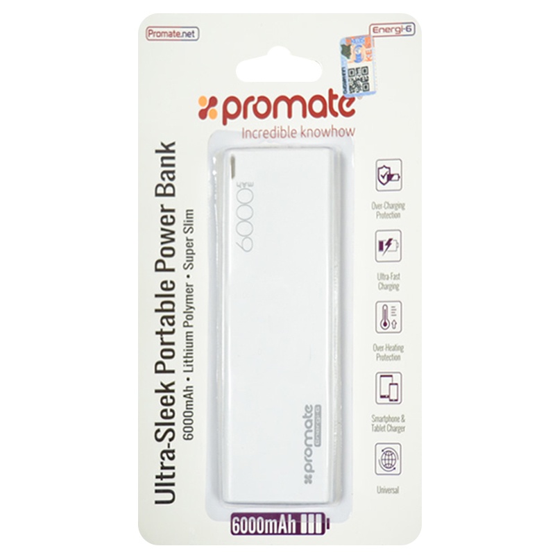 фото Внешний аккумулятор Promate Energi-6 6000mAh, white