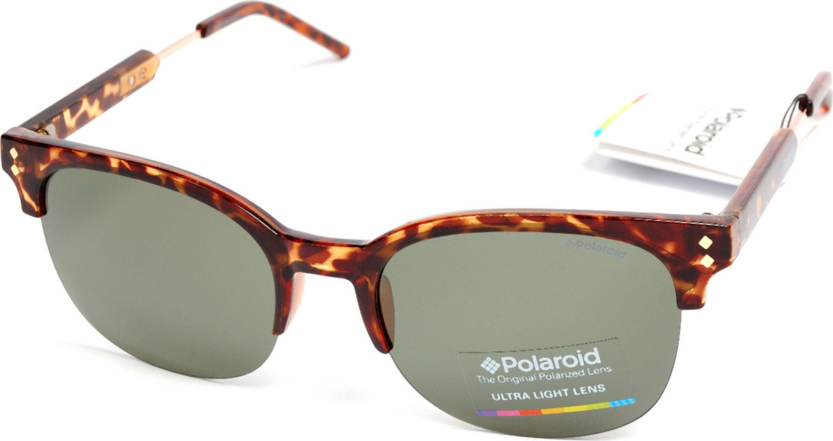 Очки солнцезащитные мужские Polaroid, PLD-233632NHO54RC, зеленый, коричневый