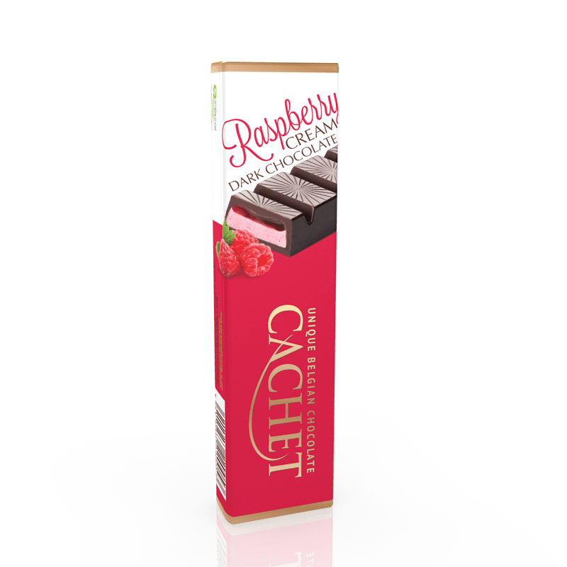 фото Шоколадный батончик Cachet уникальный бельгийский горький шоколад с начинкой из малинового крема нетто, 70