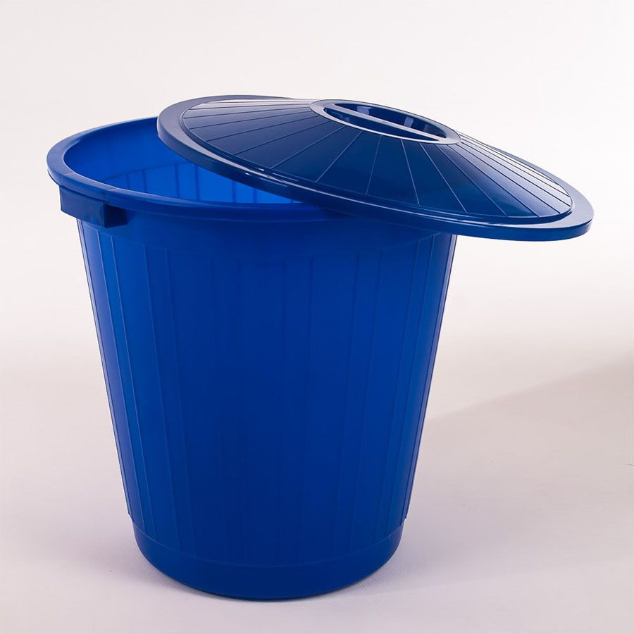 фото Мусорный бак Элластик-Пласт, с крышкой, синий, 80 л