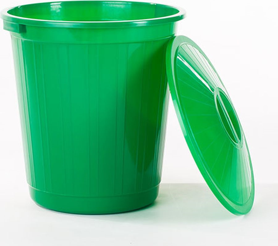 фото Мусорный бак Элластик-Пласт, с крышкой, зеленый, 60 л
