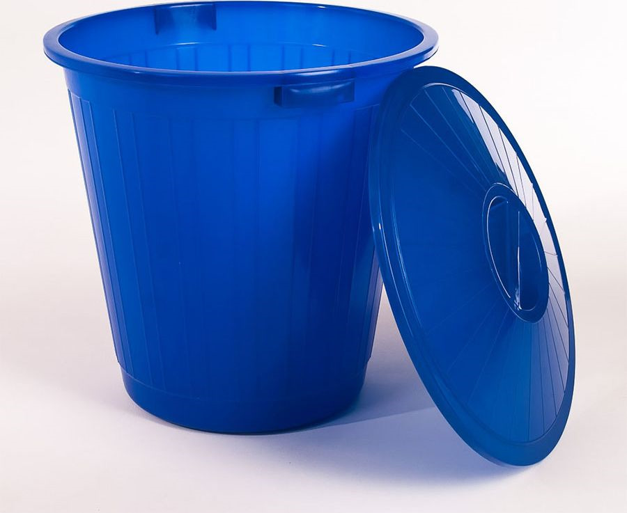 фото Мусорный бак Элластик-Пласт, с крышкой, синий, 50 л