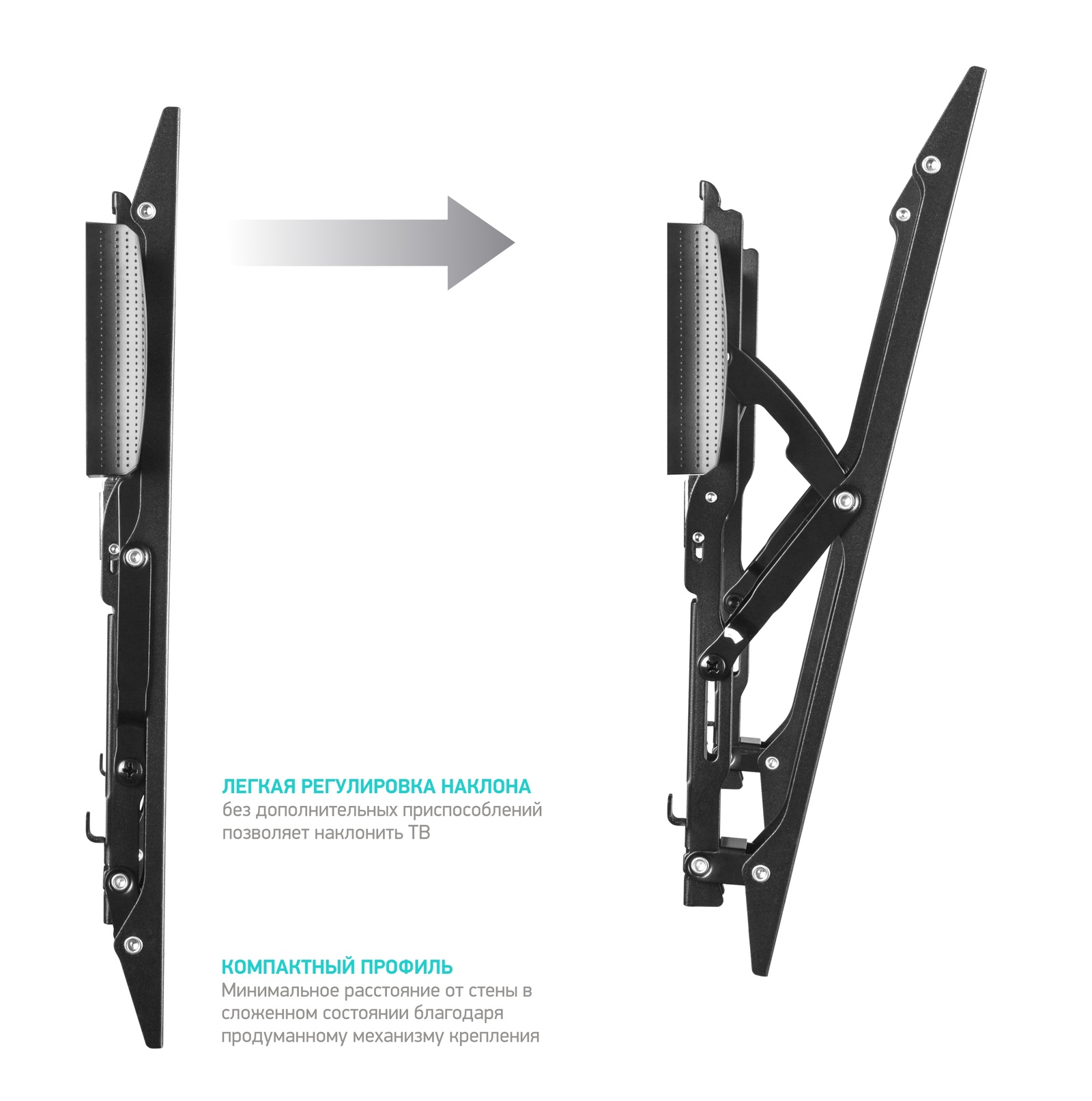 фото ONKRON наклонный кронштейн для ТВ 32"-55", чёрный ТМ5