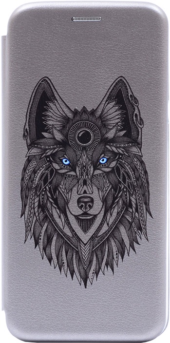фото Чехол для сотового телефона GOSSO CASES для Samsung Galaxy A6 (2018) Book Art Jack Grand Wolf grey, серый