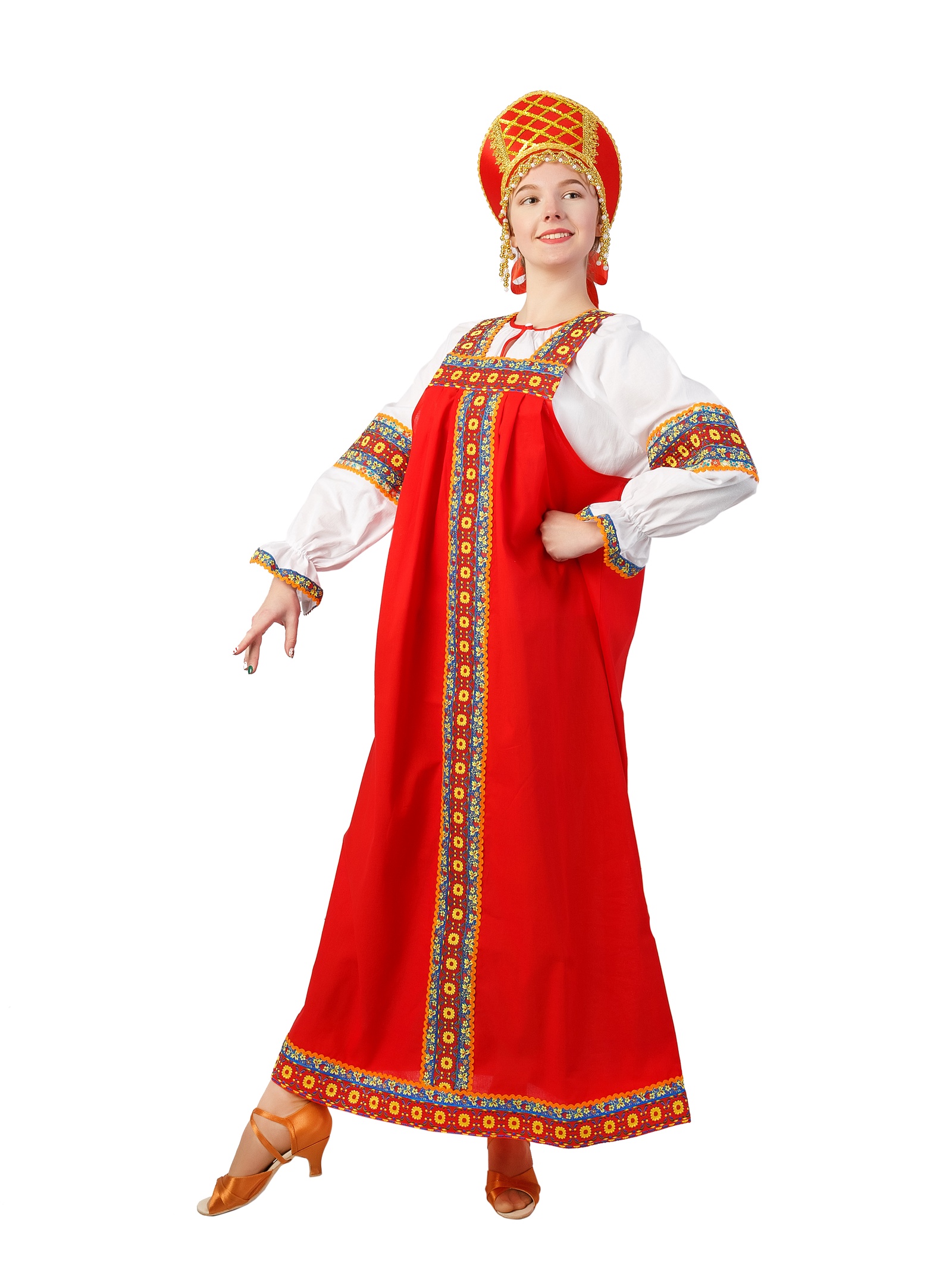 фото Карнавальный костюм Gala-Вальс Русский народный костюм "Маша", красный, белый