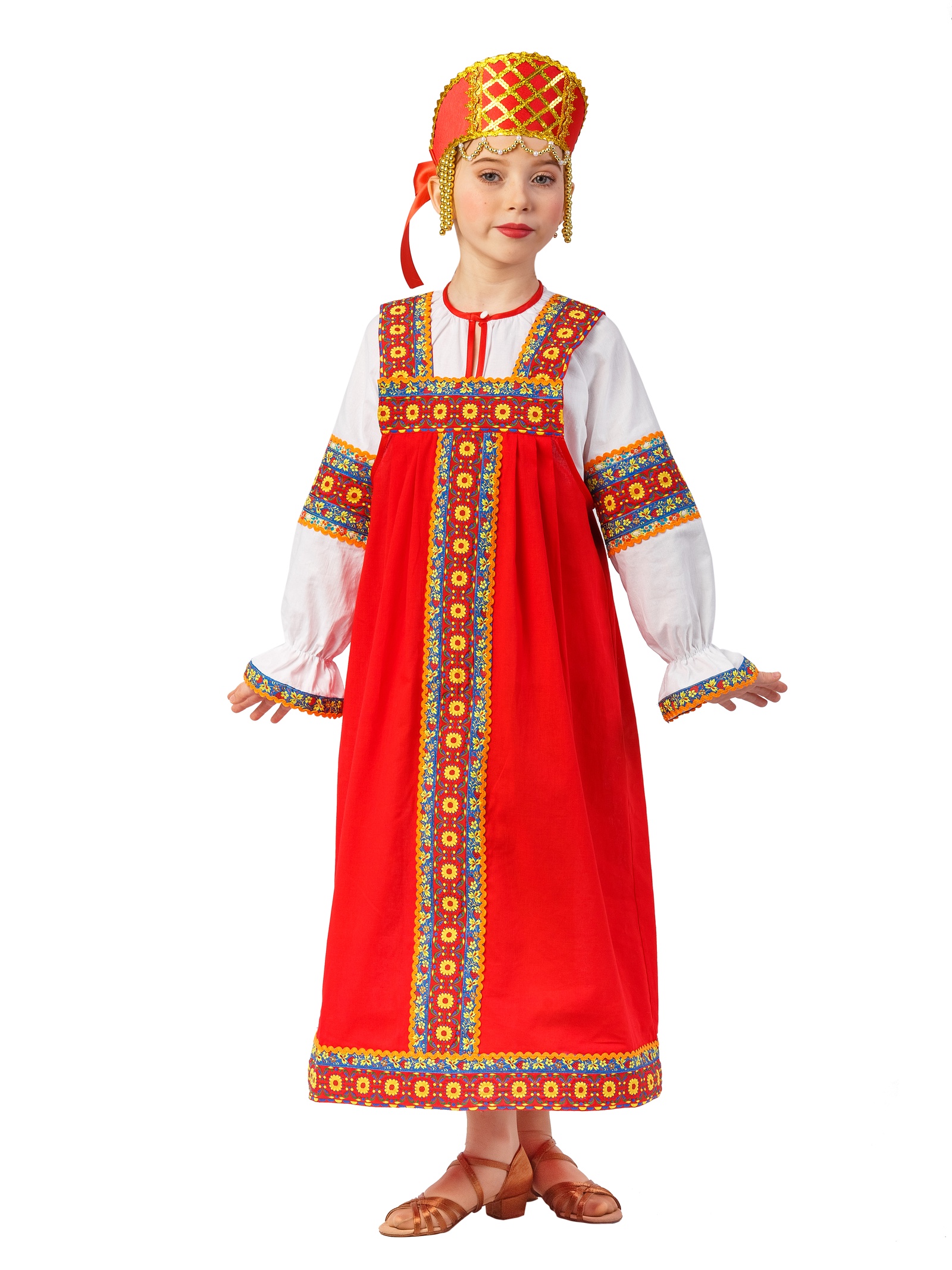 фото Карнавальный костюм Gala-Вальс Русский народный костюм "Машенька", красный, белый