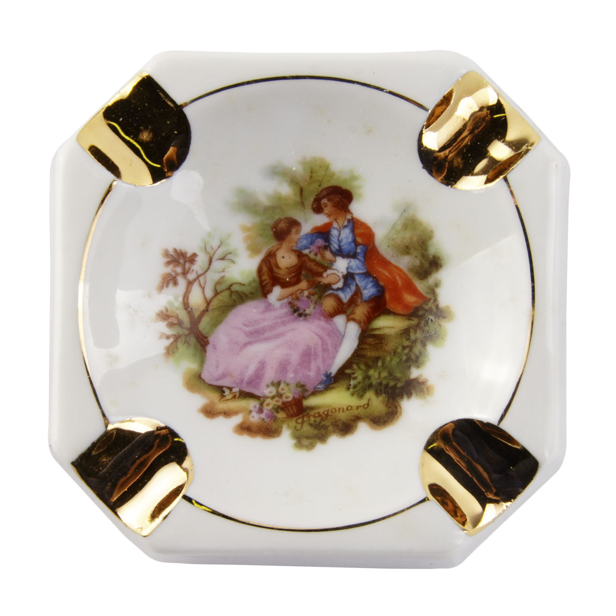 фото Пепельница Limoges Porcelain "Рандеву", белый, золотой, зеленый, красный, синий, коричневый