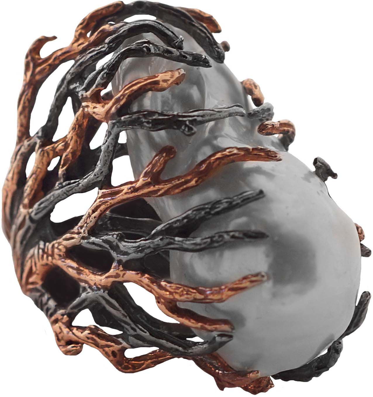 фото Кольцо Диадема из серебра с барочным жемчугом
