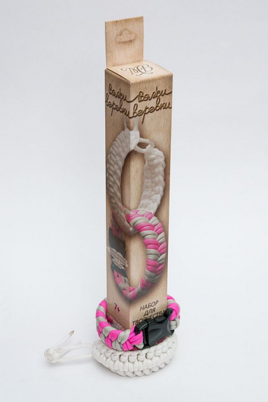 фото Набор для вязания Моя выдумка "Вяжи веревки" Косичка пепельно розовая