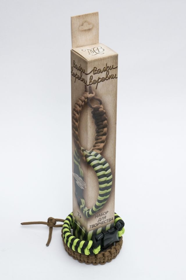 фото Набор для вязания Моя выдумка "Вяжи веревки" Змейка салатово черная