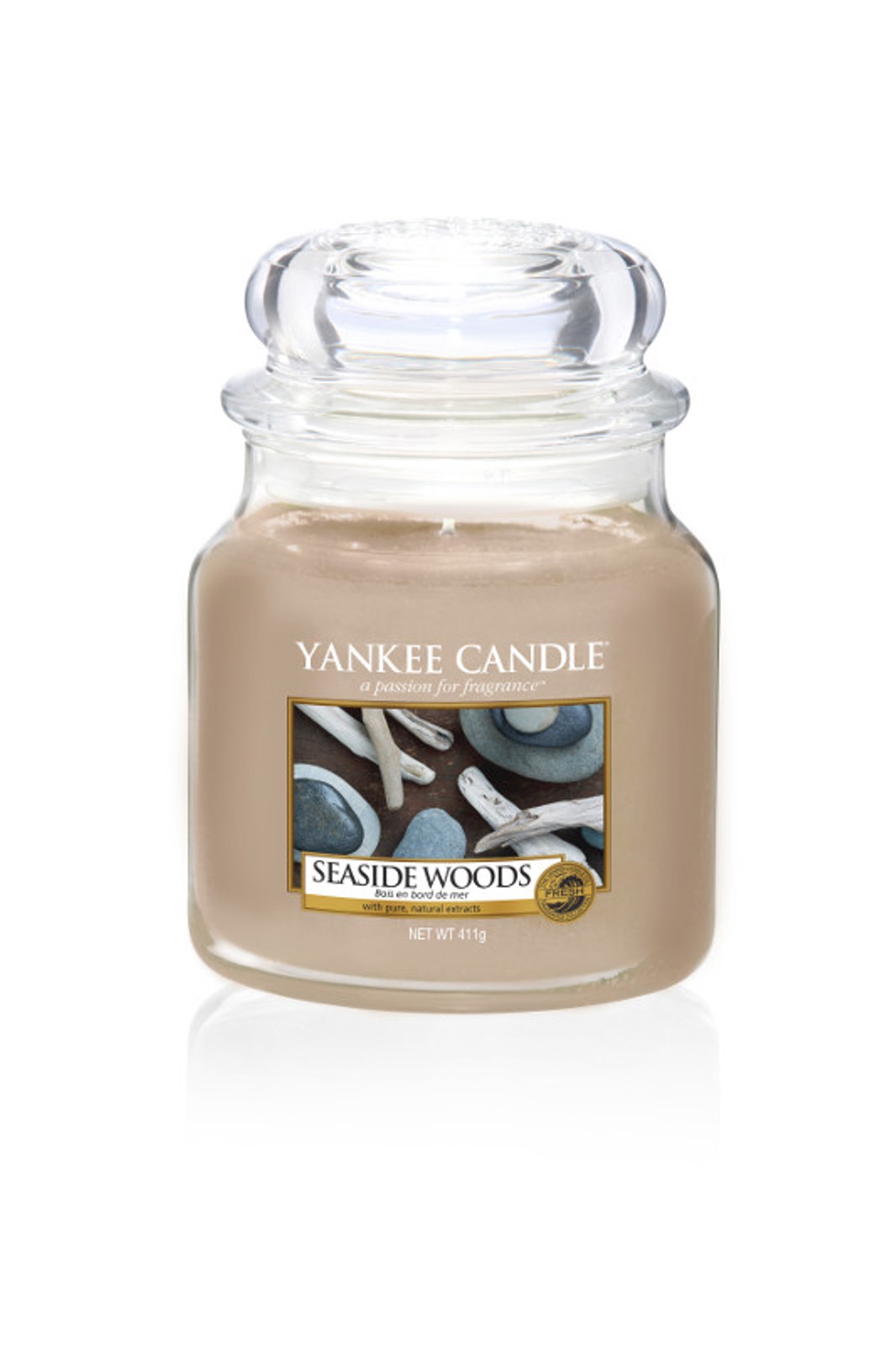 фото Свеча ароматизированная Yankee Candle "Лес у моря Seaside Woods 411 гр / 65-90 часов"1609100E, бежевый