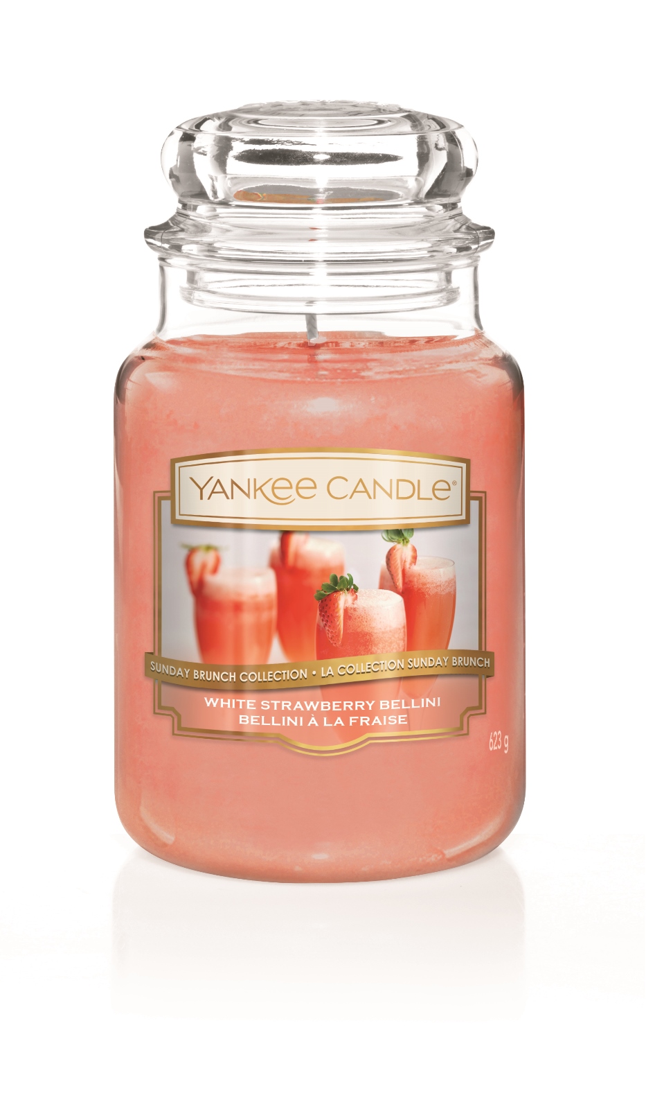 фото Свеча ароматизированная Yankee Candle "Клубничный беллини White Strawberry Bellini 623 гр / 110-150 часов"1611842E, розовый