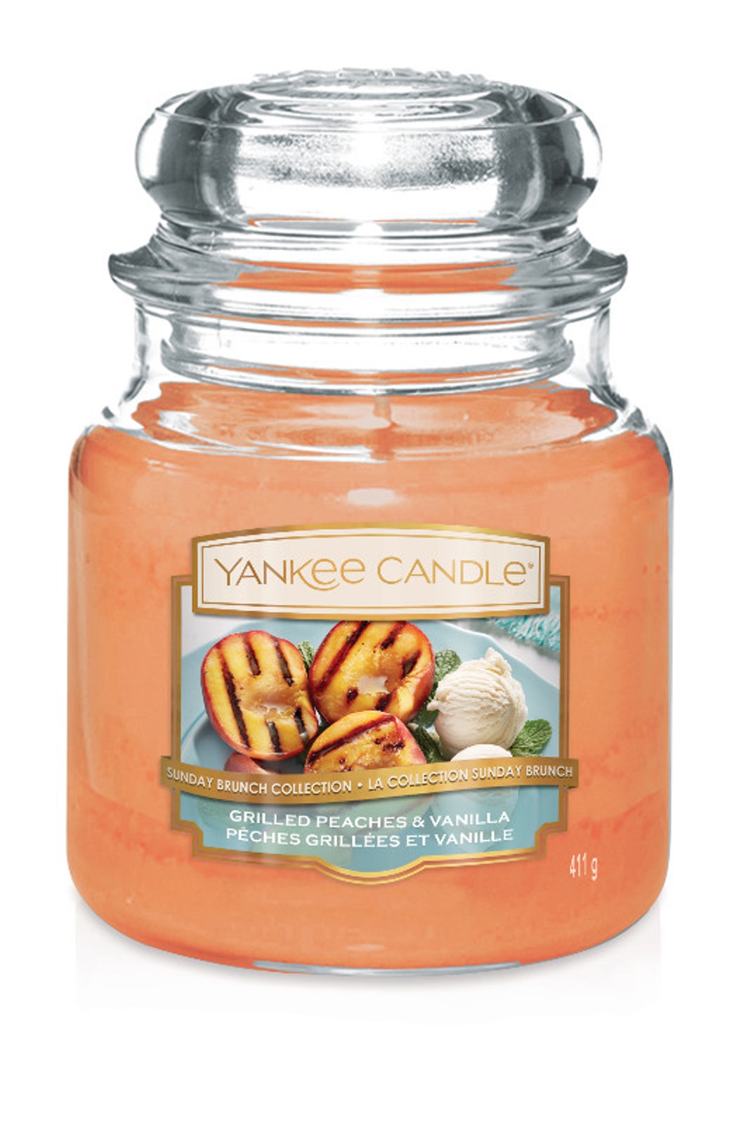 фото Свеча ароматизированная Yankee Candle "Персик на гриле и ваниль Grilled Peaches and Vanilla 411 гр / 65-90 часов"1611849E, оранжевый