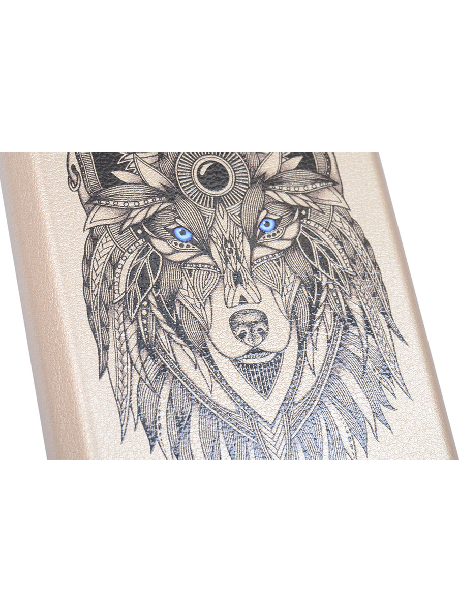 фото Чехол для сотового телефона GOSSO CASES для Apple iPhone 8 Book Art Jack Grand Wolf gold, золотой