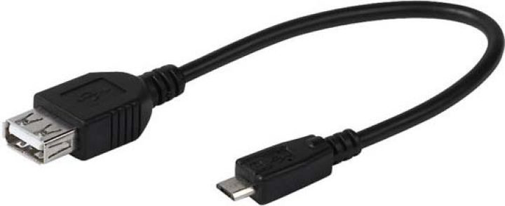 Кабель Vivanco CAM 17 OTG, USB A/micro B, 15 см, черный