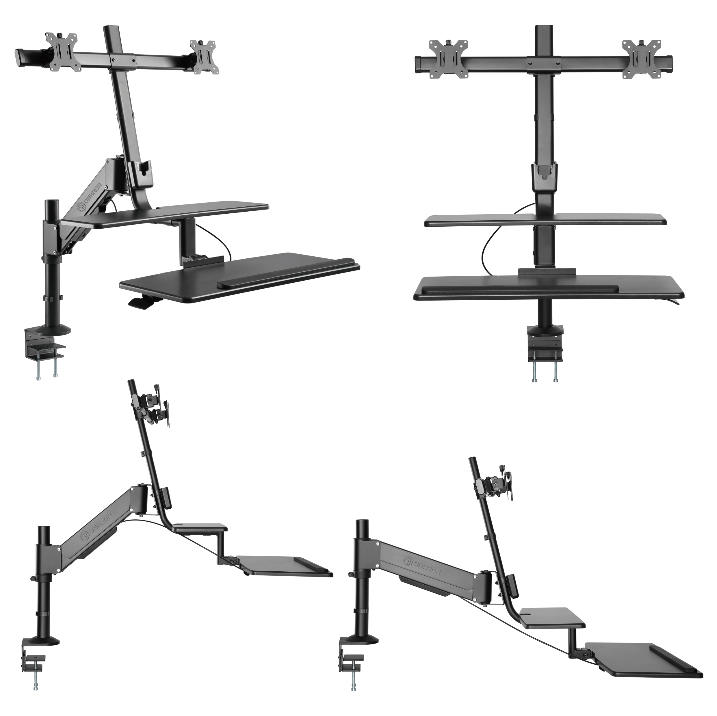 фото ONKRON настольная рабочая станция для двух мониторов 17"-27", чёрная W4GD