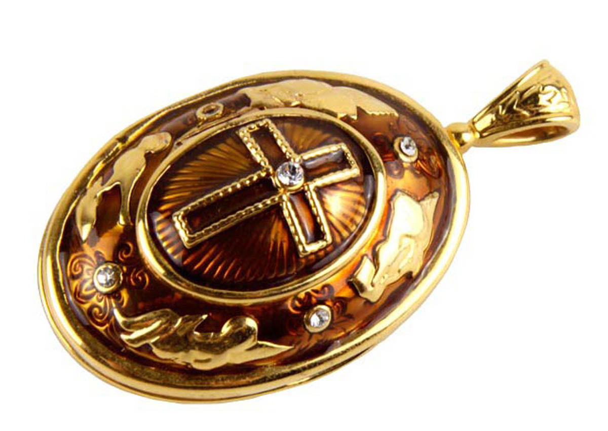фото Медальон бижутерный Edgar Berebi ОС318033, Бижутерный сплав, Эмаль, Австрийские кристаллы, золотой, коричневый