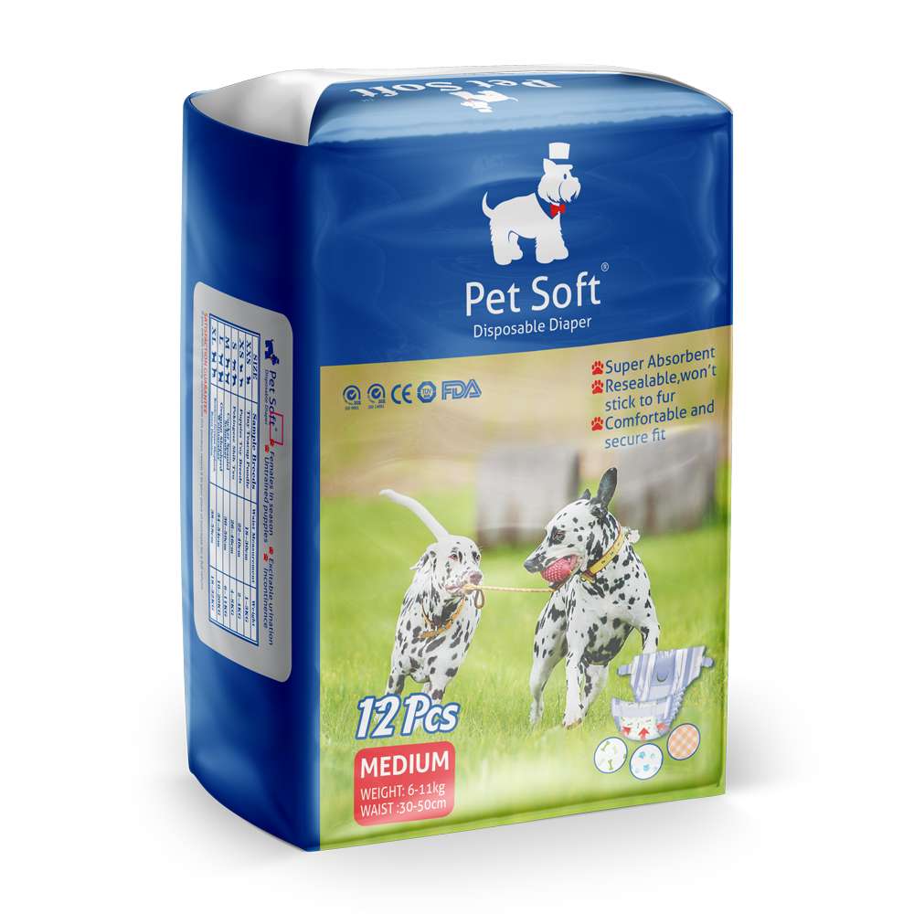 фото Одноразовые впитывающие подгузники для животных PET SOFT DIAPER размер M 12 штук