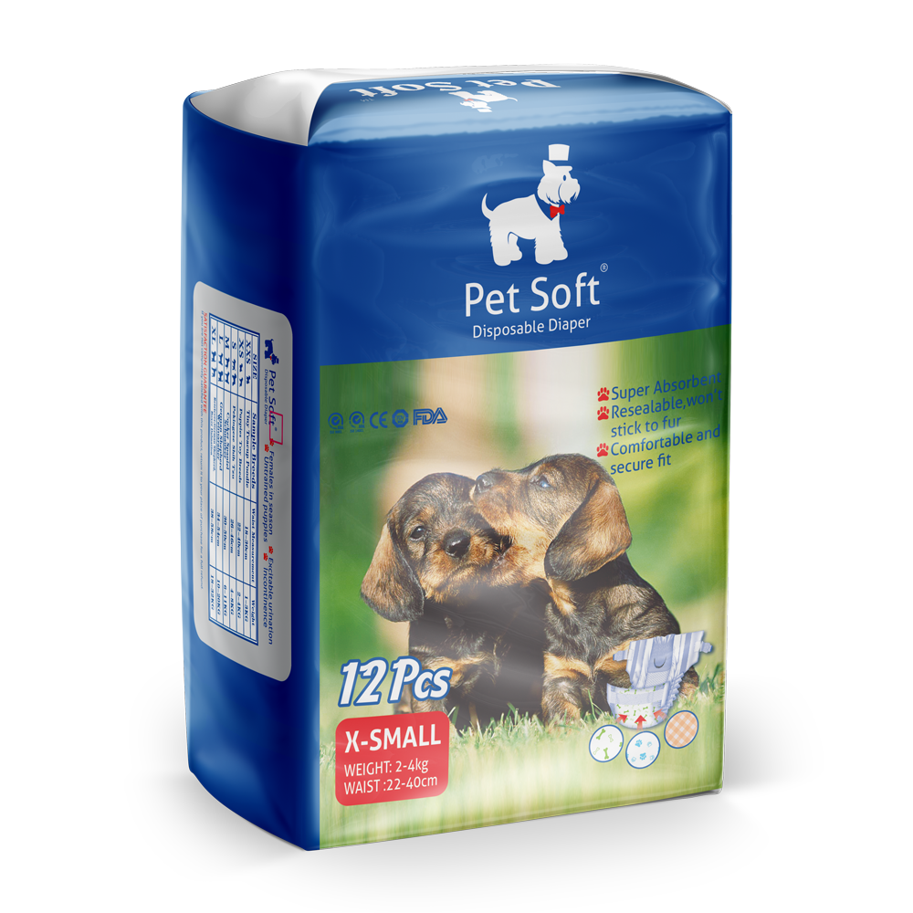 фото Одноразовые впитывающие подгузники для животных PET SOFT DIAPER размер XS 12 штук