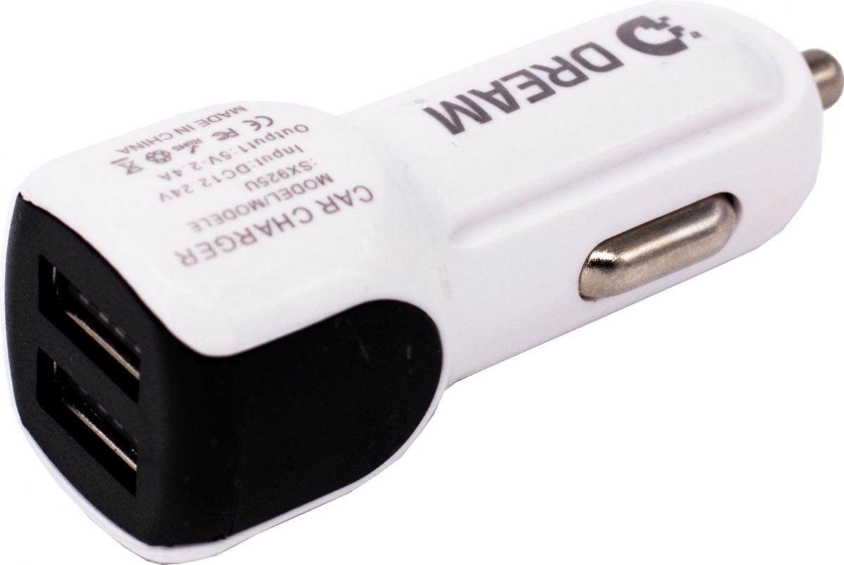 фото Автомобильное зарядное устройство DREAM DRM-CH10-01, 2 USB, белый