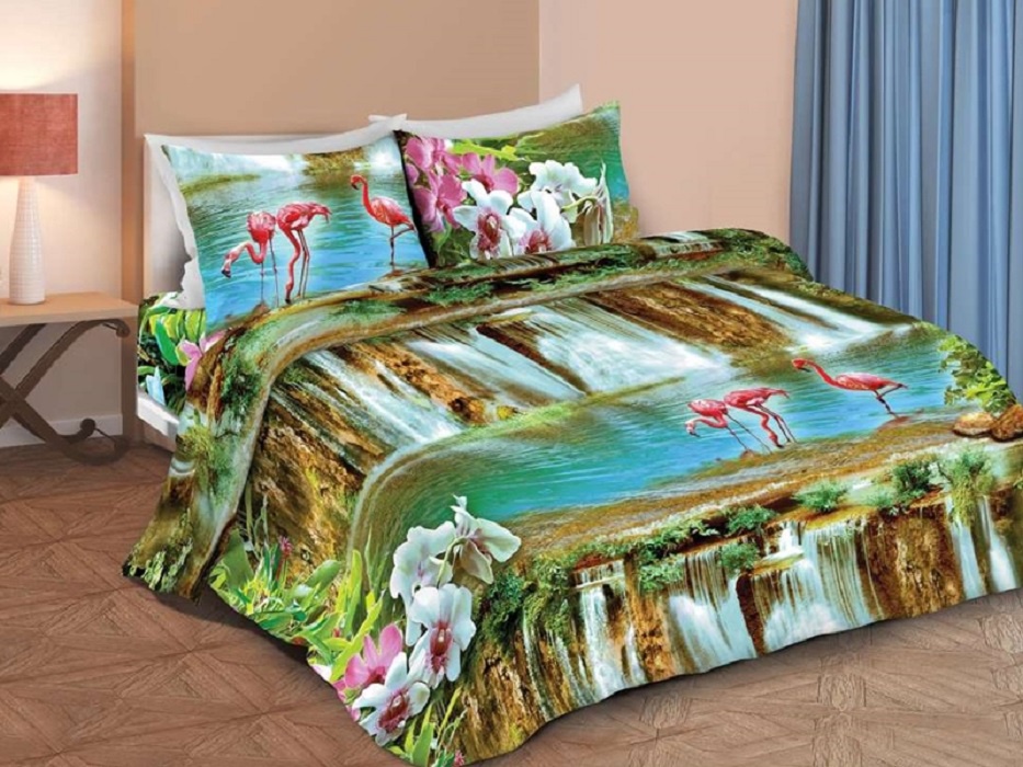 Комплект постельного белья Витэлия 2сп Водопад и фламинго бязь 3D