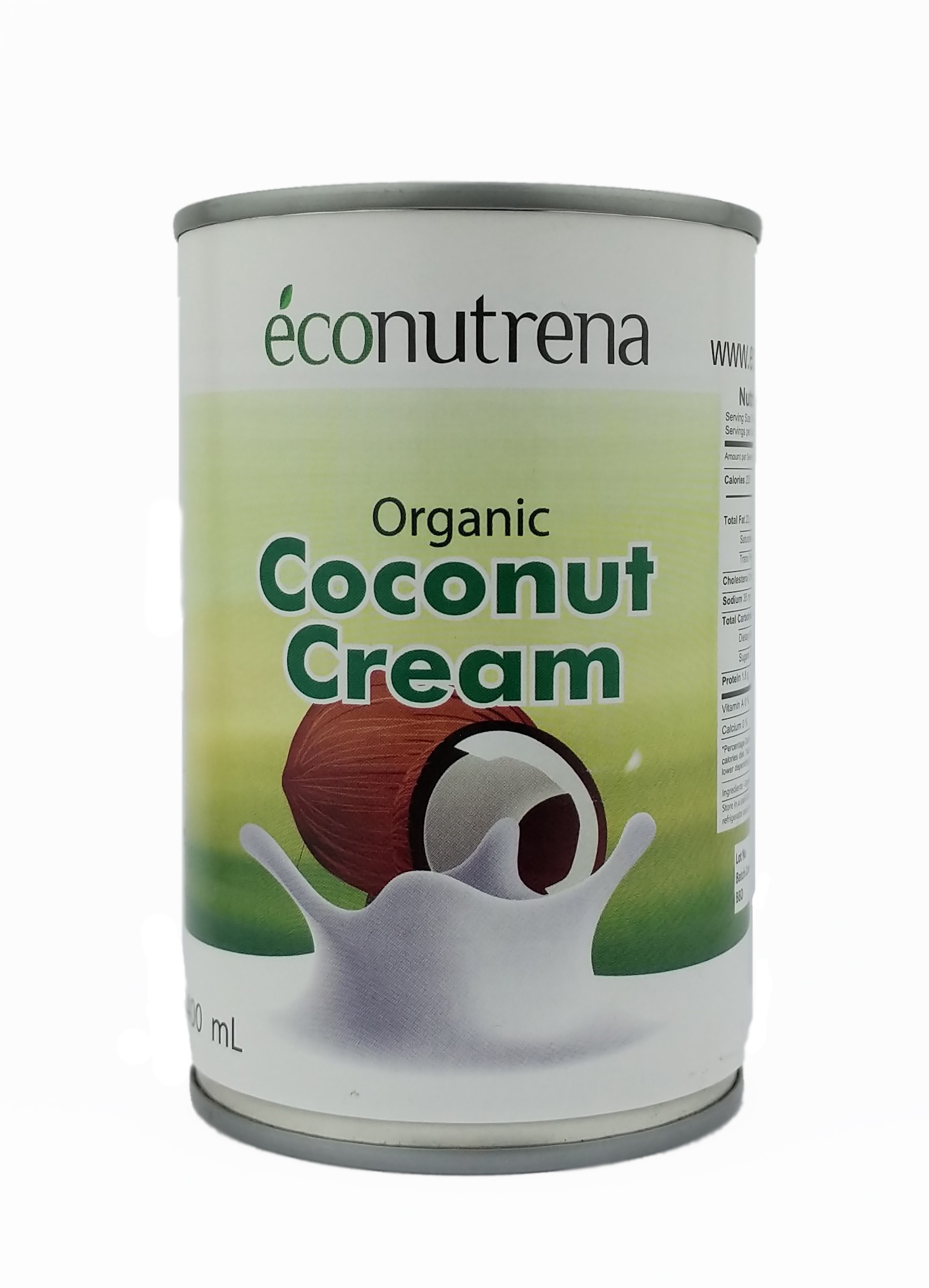 фото Сливки Econutrena кокосовые органические, жирность 22%, без стабилизаторов Жестяная банка, 400