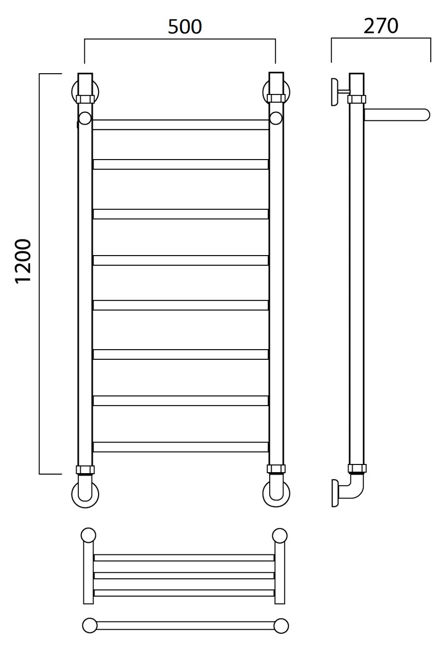 фото Полотенцесушитель Роснерж L107100-1200x500, серебристый