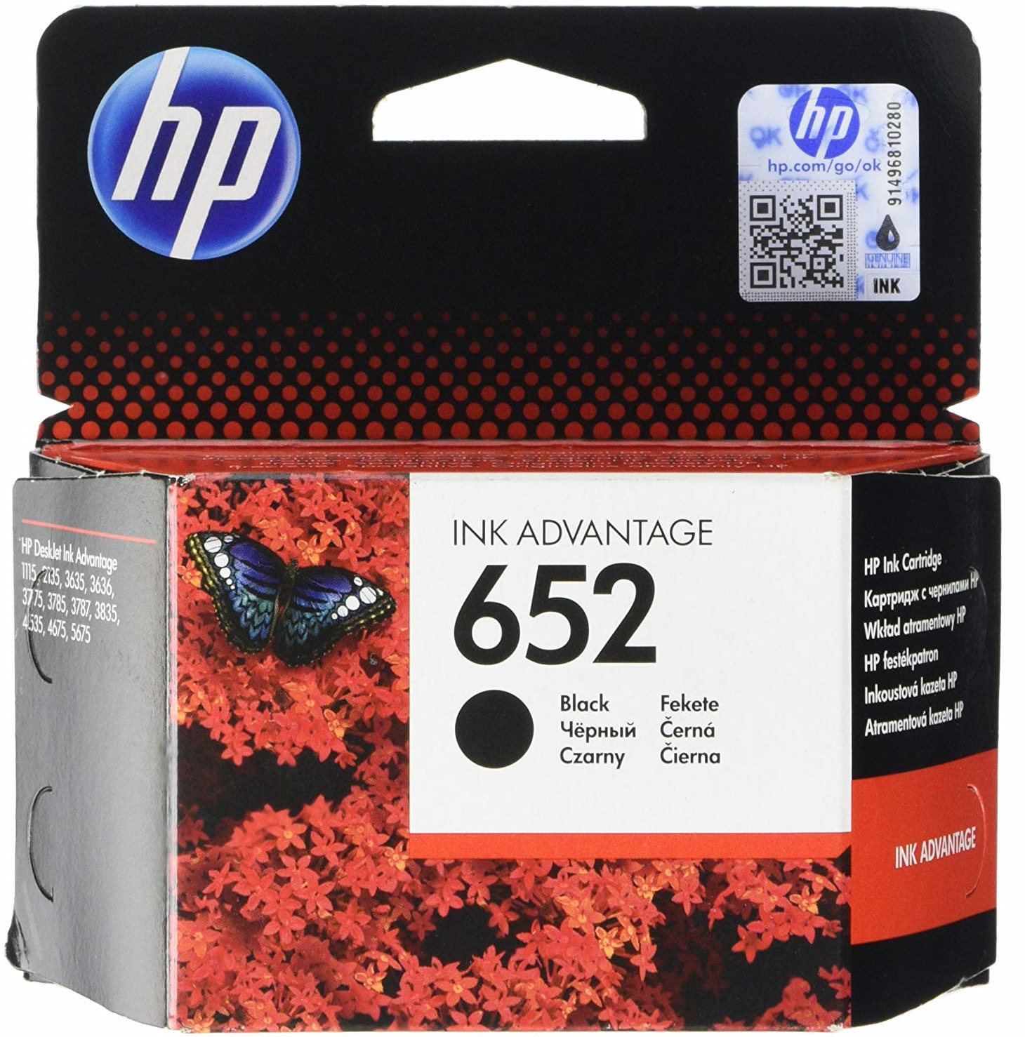фото Картридж HP F6V25AE BHK 652, черный, для струйного принтера, оригинал