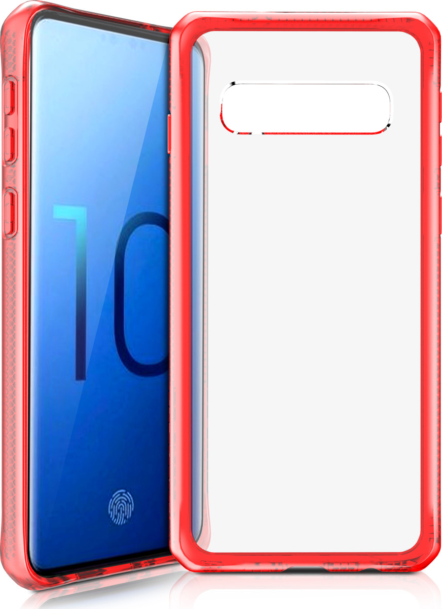 фото Чехол-накладка Itskins Hybrid MKII для Samsung Galaxy S10, красный, прозрачный