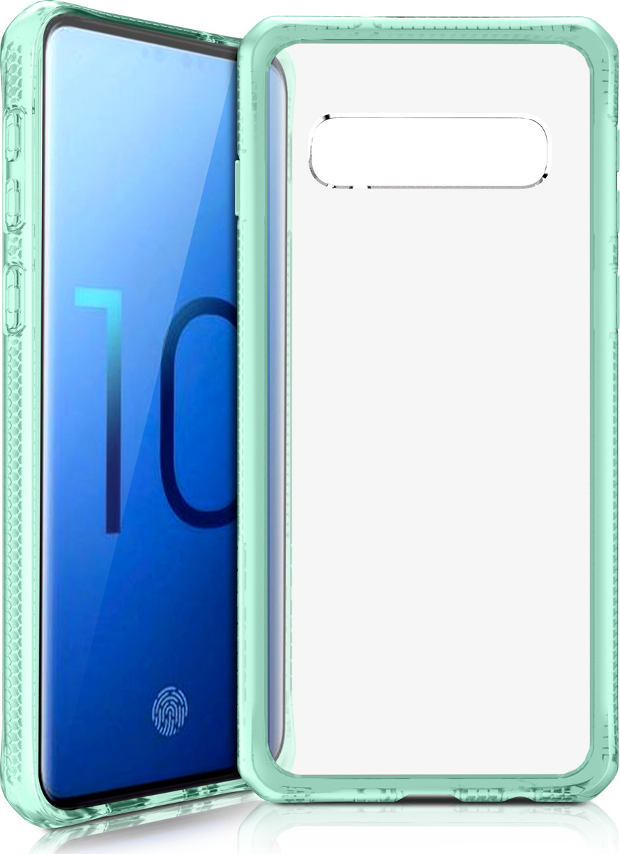 фото Чехол-накладка Itskins Hybrid MKII для Samsung Galaxy S10, мятный, прозрачный