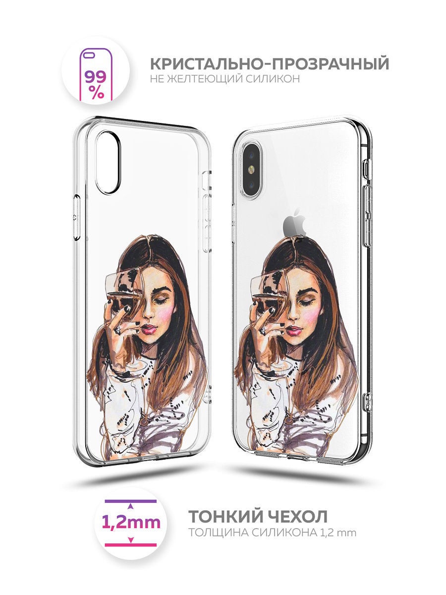 фото Чехол для сотового телефона With love. Moscow "Carbon kit" для Apple iPhone X / Apple iPhone XS, прозрачный