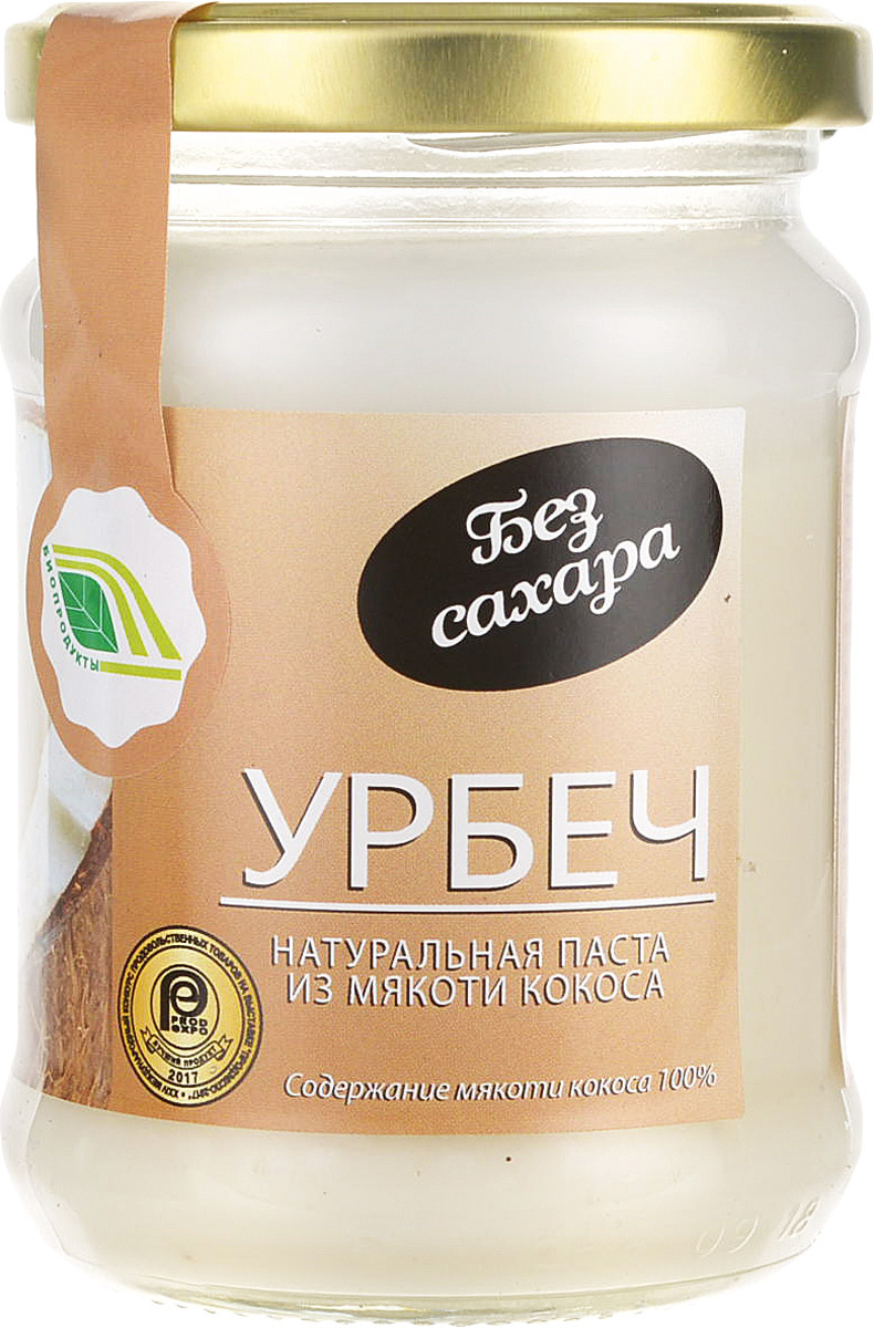 Урбеч натуральная паста Биопродукты из мякоти кокоса, 280 г биопродукты купить