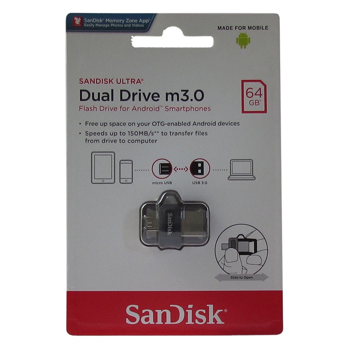 фото USB Флеш-накопитель SanDisk Ultra DDD3 USB + micro USB 3.0 64GB