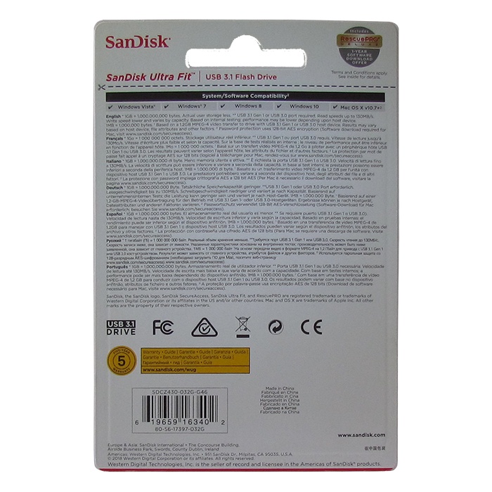фото USB Флеш-накопитель SanDisk Ultra Fit 32GB USB 3.1