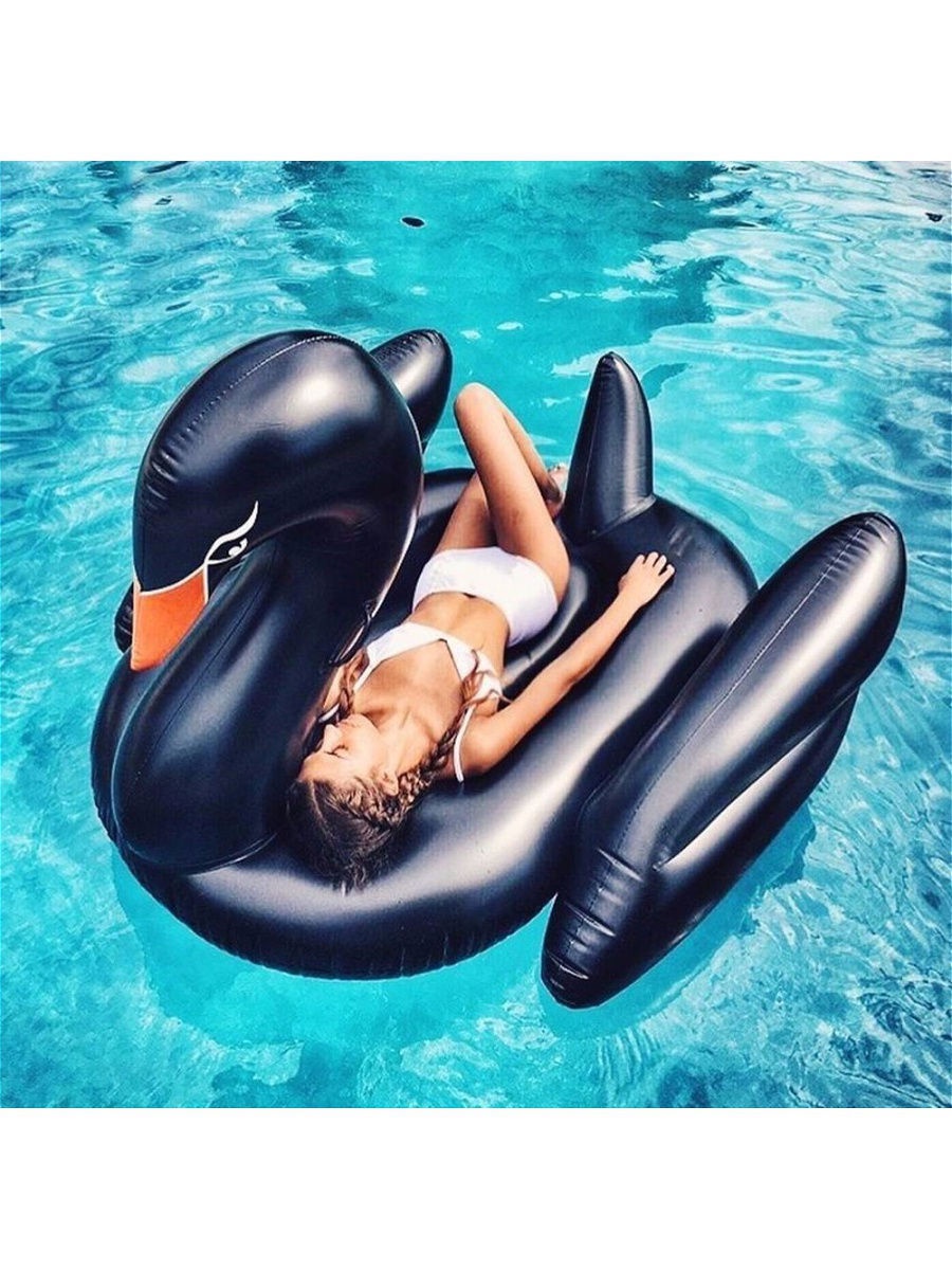 фото Матрас надувной для плавания MimiForme Лебедь, черный