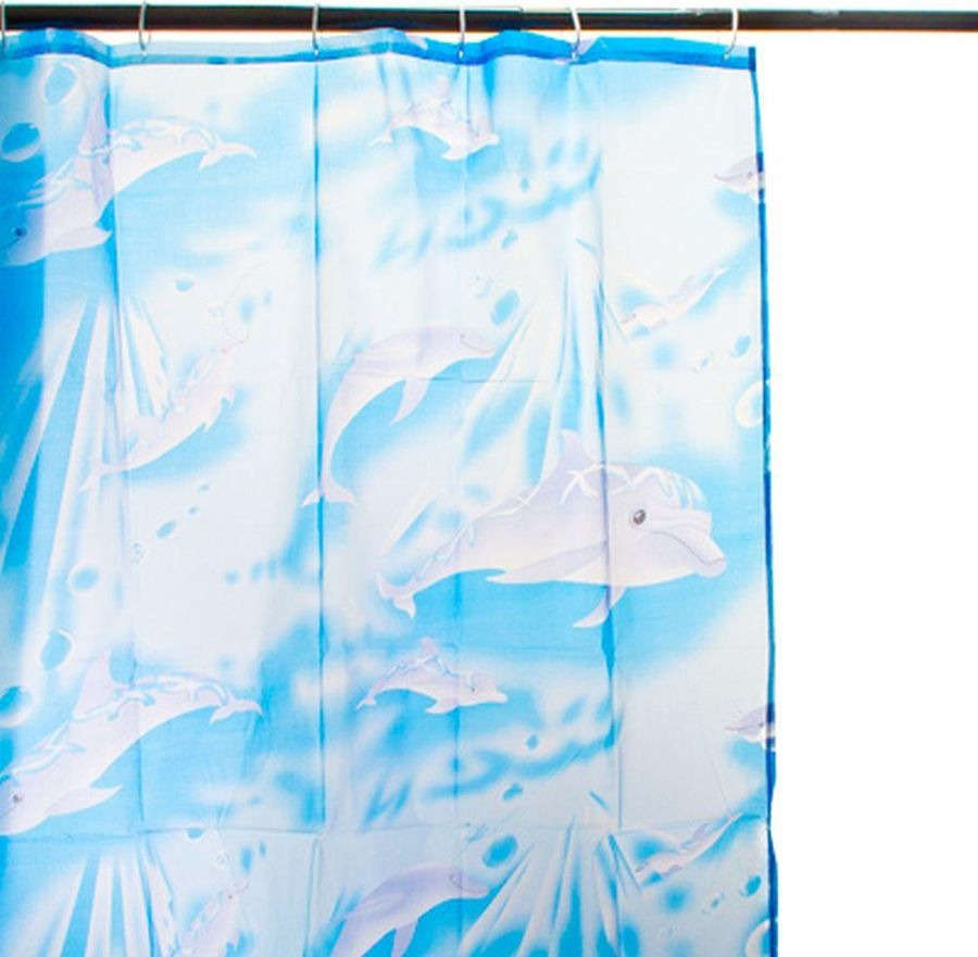 Штора для ванной Vetta Дельфин, 461-060, голубой, 180 х 170 см