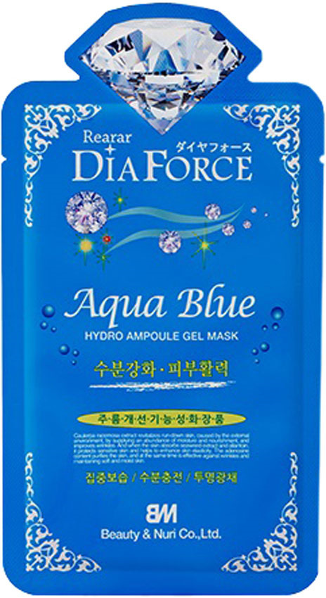 фото Маска для лица Rearar Dia Force Agua Blue Hydro Ampoule Gel Mask, гидрогелевая, с морскими водорослями