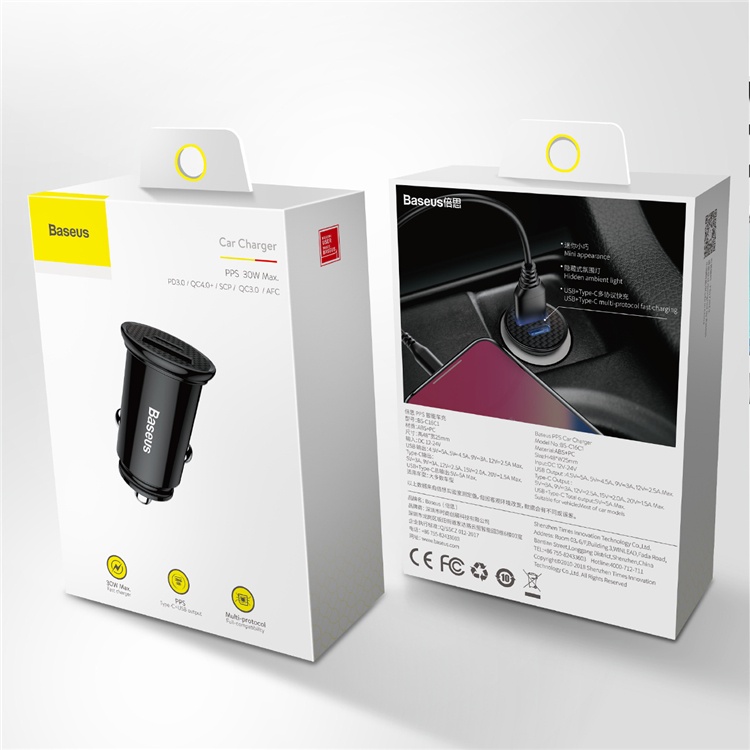 фото Автомобильное зарядное устройство (в прикуриватель) Baseus Car Charger USB+USB Type-C, черный