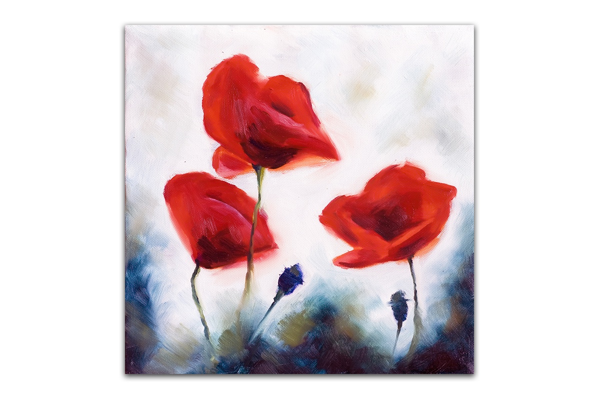 фото Постер Картиномания "Красне цветы" 40 х 40 см, Дерево, Холст