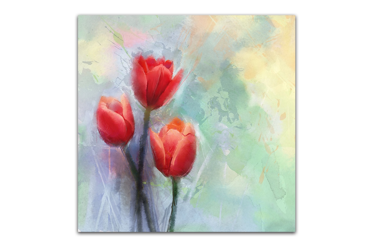фото Постер Картиномания "Одинокие тюльпаны" 40 х 40 см, Дерево, Холст