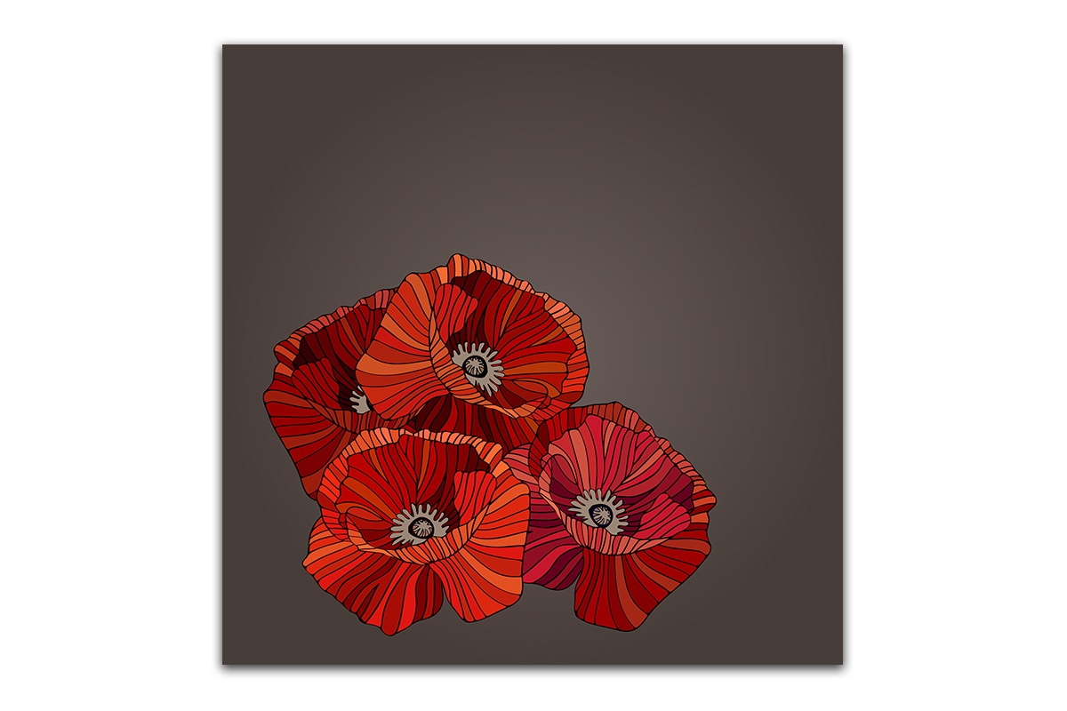 фото Постер Картиномания "Красный цветок 1" 40 х 40 см, Дерево, Холст