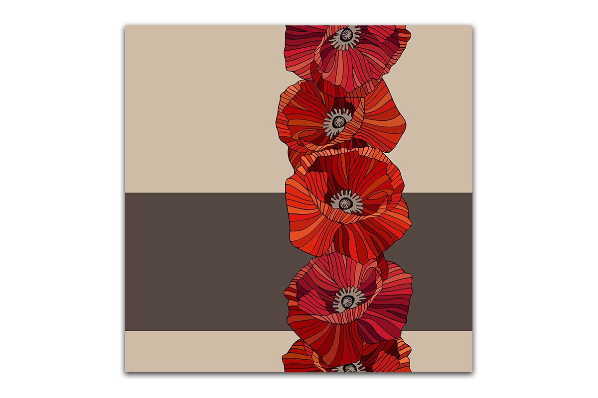 фото Постер Картиномания "Красный цветок 2" 40 х 40 см, Дерево, Холст