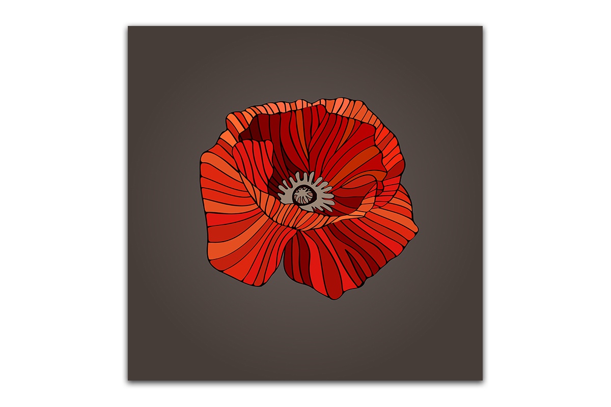 фото Постер Картиномания "Красный цветок 3" 40 х 40 см, Дерево, Холст