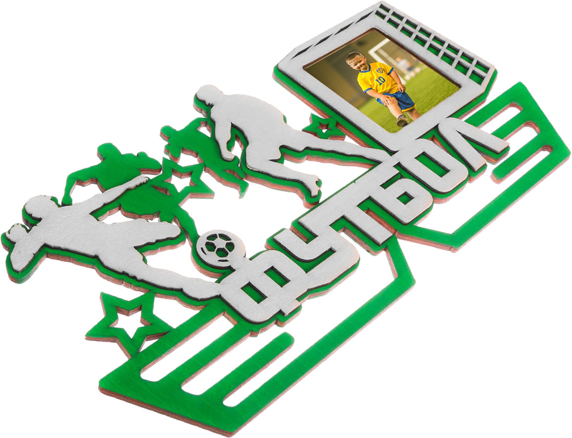 фото Медальница Футбол, двухслойная, 3504312, зеленый, 40 х 20 см Уральская фабрика сувениров ооо