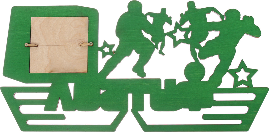 фото Медальница Футбол, двухслойная, 3504312, зеленый, 40 х 20 см Уральская фабрика сувениров ооо