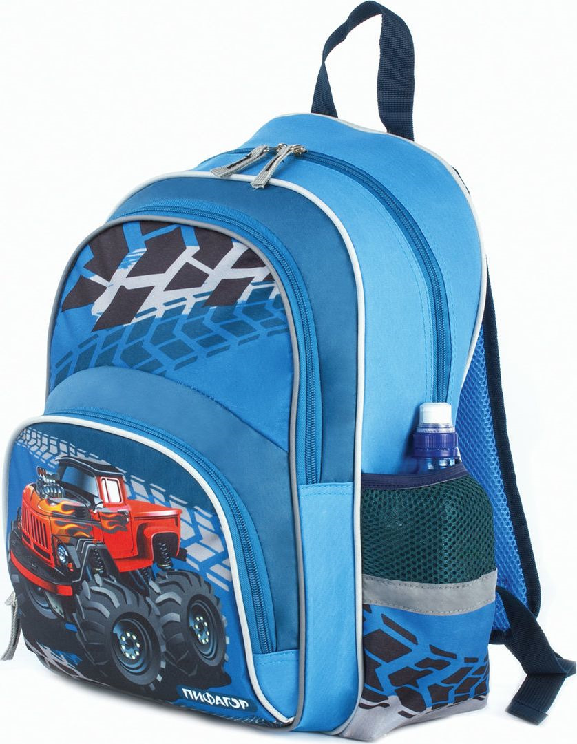 Рюкзак для мальчика Пифагор Пифагор+ Бигфут, для начальной школы, синий, 16 л