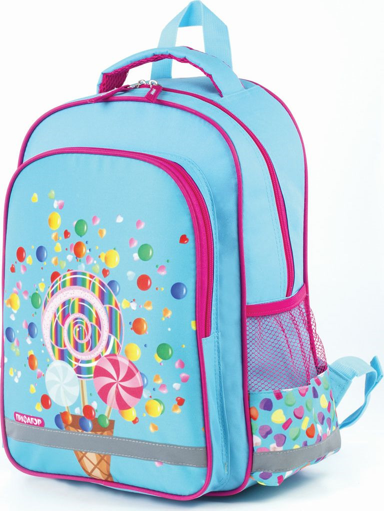 Рюкзак для девочки Пифагор Сладости, для начальной школы, бирюзовый, 15 л
