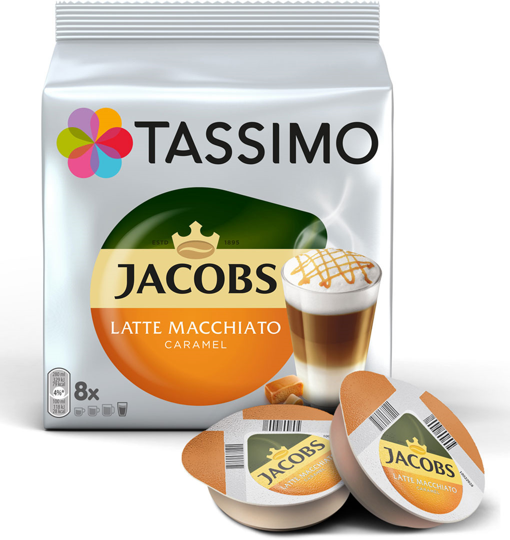 фото Кофе в капсулах Tassimo Jacobs Latte Macchiato Caramel, с жидким молоком, 8 порций